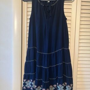 EUC Max Studio Embroidered Casual Mini Dress Navy Embroidered Womens Small $118